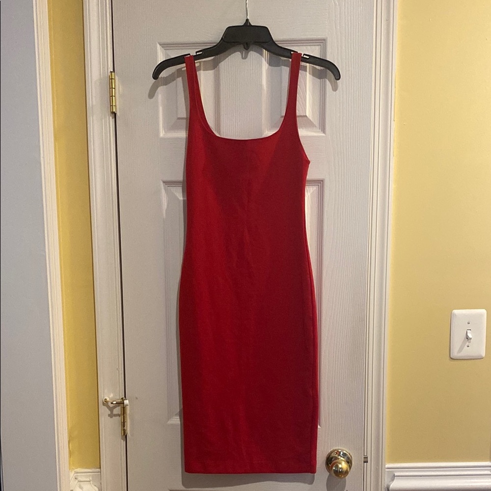 Zara Red Bodycon Midi Dress for Cocktail